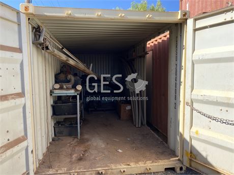 2011 20 Ft GP Container including Shelving, 20 ft Shelter & L7 Drill Rig Parts