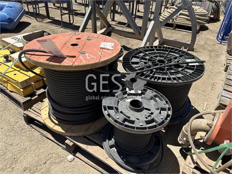 Pallet of cable drums with remaining used cable