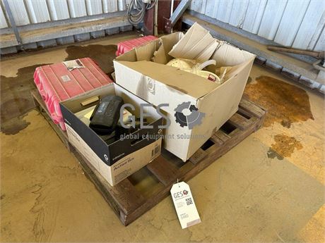 Pallet of Breath testing and other tools & hard hats
