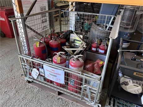 Pallet cage of fire extinguishers