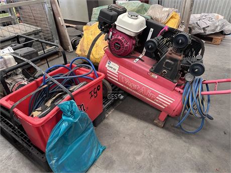 West Air 6.5HP petrol drive air compressor 70 litre receiver
