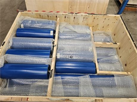 ACE Fenner 460 mm Steel conveyor rollers x 15 & x 17 in crate As New