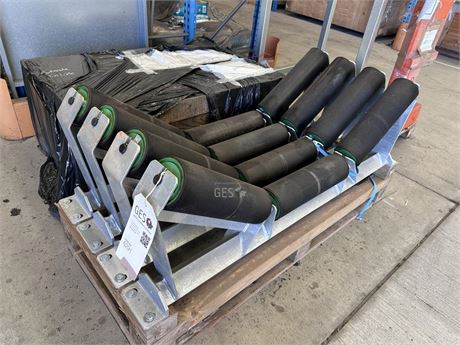 Conveyor idle carriers fitted with 3 impact rollers x 4 on pallet As new