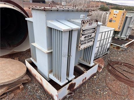 200 KVA 1000/415 volt YNyn transformer on steel base un tested