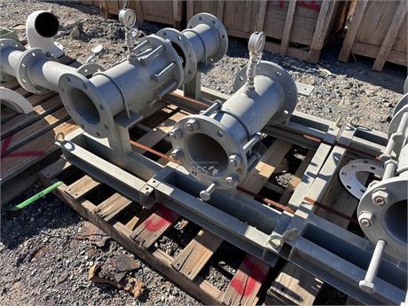 Water pipe metering skids bases with fittings x 2